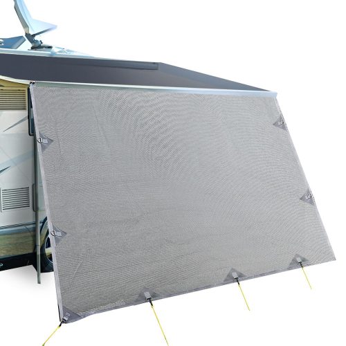 Caravan Privacy Screen Roll Out Awning 3.4×1.95M End Wall Side Sun Shade Grey