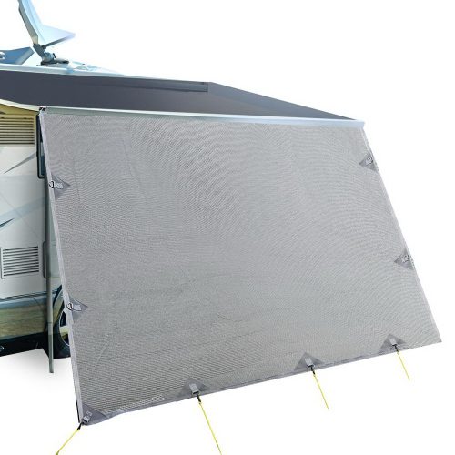 Caravan Privacy Screen Roll Out Awning 4.6×1.95M End Wall Side Sun Shade Grey