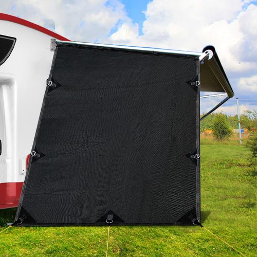 Caravan Privacy Screen Roll Out Awning 1.95×2.2M Sun Shade End Wall Side Black