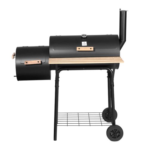 Grillz 2-in-1 Offset BBQ Smoker – Black