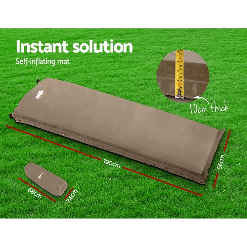 Single Size Self Inflating Matress Mat Joinable 10CM Thick  Coffee