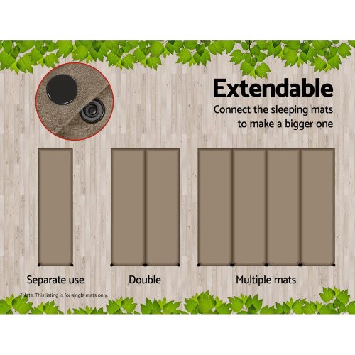 Single Size Self Inflating Matress Mat Joinable 10CM Thick  Coffee