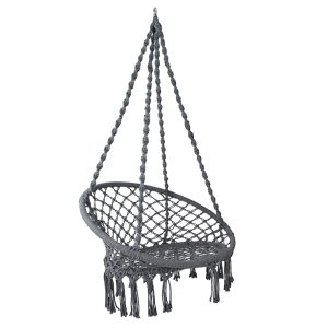 Hammock Chair Outdoor Hanging Macrame Cotton Indoor Grey