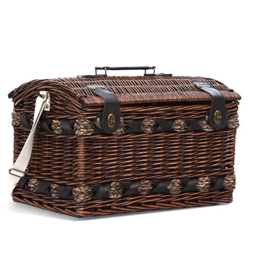 4 Person Picnic Basket Wicker Baskets Outdoor Insulated Gift Blanket
