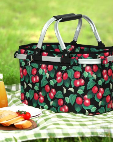 Alfresco Picnic Bag Basket Folding Large Hamper Camping Hiking Insulated