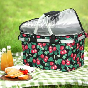 Picnic Basket Folding Bag Hamper Insulated Storage Food Cover