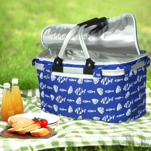 Picnic Basket Folding Bag Hamper Food Insulated Cover Storage