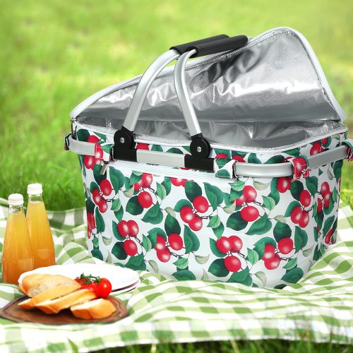 Picnic Bag Basket Hamper Camping Hiking Insulated Lunch Cooler Folding
