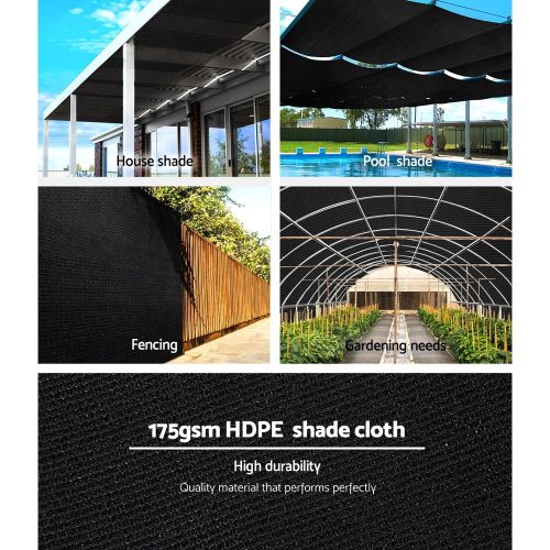 Instahut 70% UV Sun Shade Cloth Shadecloth Sail Roll Mesh Garden Outdoor 1.83x50m Black