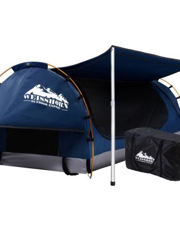 Double Swag Camping Swags Canvas Free Standing Dome Tent Dark Blue