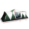 Family Camping Tent 12 Person Hiking Beach Tents (3 Rooms) Green