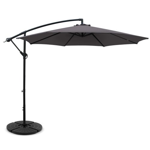 3M Umbrella with 48x48cm Base Outdoor Umbrellas Cantilever Sun Beach Garden Patio Charcoal