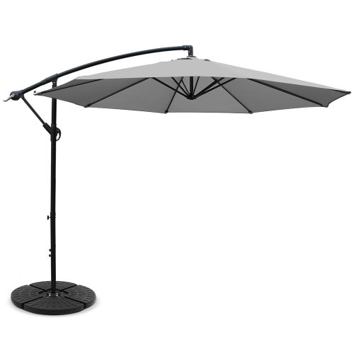 3M Umbrella with 48x48cm Base Outdoor Umbrellas Cantilever Sun Beach Garden Patio Grey