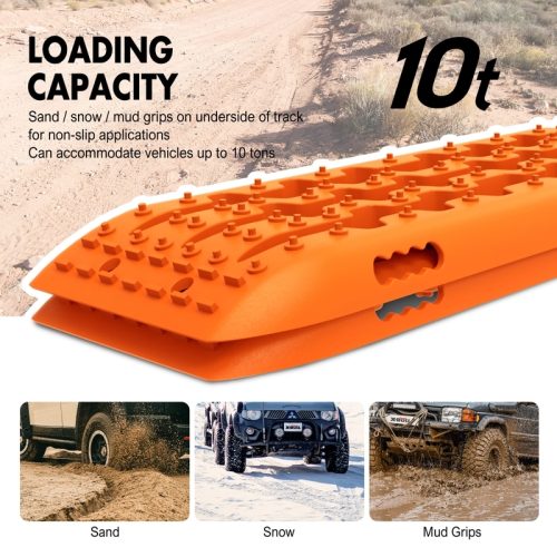 X-BULL KIT2 Recovery tracks 6pcs Board Traction Sand trucks strap mounting 4×4 Sand Snow Car ORANGE