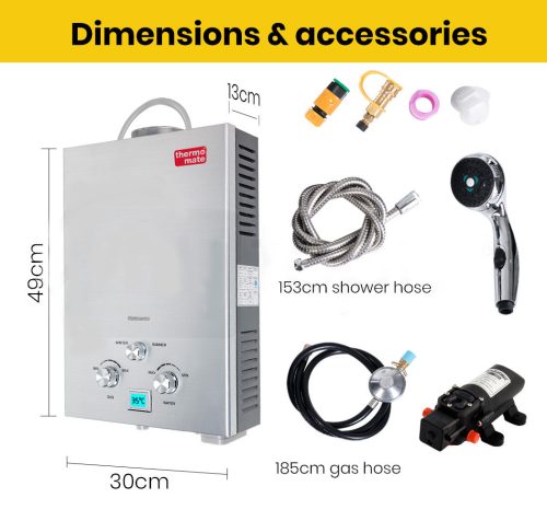 Thermomate Outdoor Water Heater Gas Camping Hot Portable Tankless Shower Pump