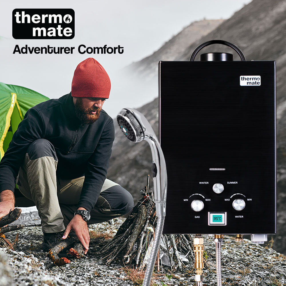 Thermomate Outdoor Water Heater Gas Camping Portable Tankless Hot Shower Camping Offers