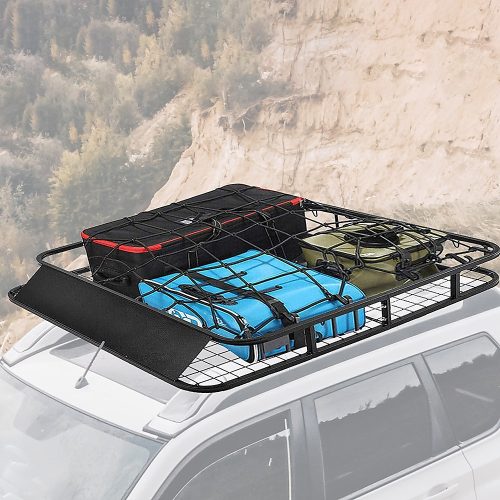 Universal Roof Rack Basket – Car Luggage Carrier Steel Cage Vehicle Cargo