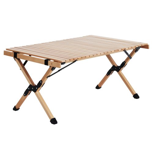 Outdoor Furniture Wooden Egg Roll Picnic Table Camping Desk 90CM