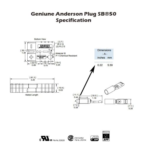 10 x Genuine Anderson Plug connector 50AMP Trailer Solar 6AWG SB50