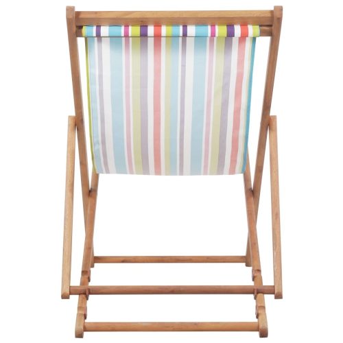 Folding Beach Chair Fabric and Wooden Frame Multicolour