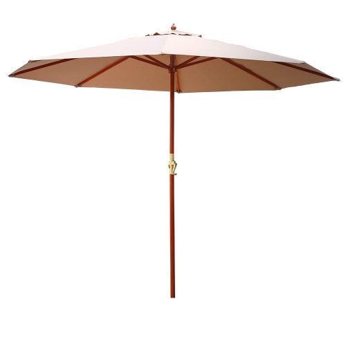 Outdoor Umbrella 3M Pole Cantilever Stand Garden Umbrellas Patio Beige