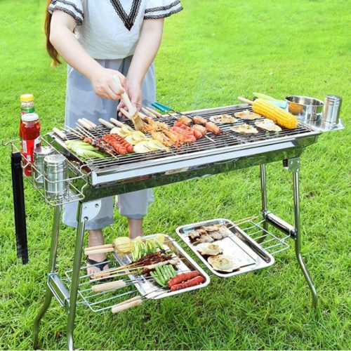 BBQ Grill Barbecue Set Charcoal Kabob Stove Portable Foldable Camping Picnic