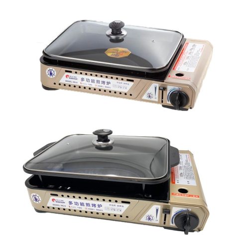 Portable Gas Burner Stove with Inset Non Stick Cooking Pan Cooker Butane Camping 35mm