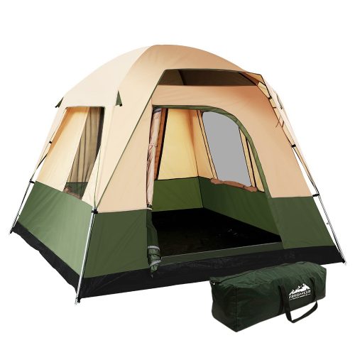 Family Camping Tent 4 Person Hiking Beach Tents Green