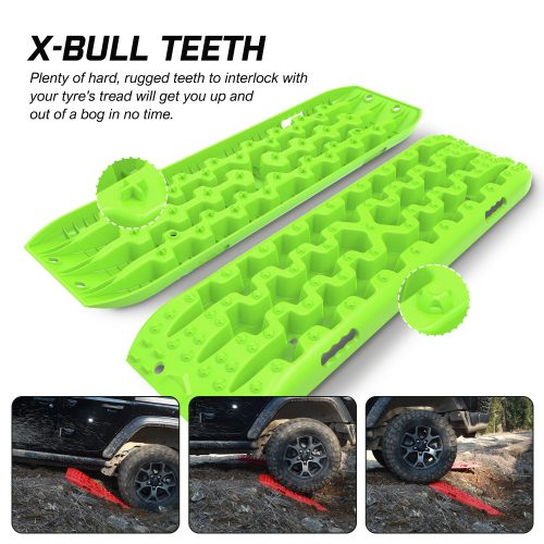 X-BULL Recovery tracks kit Boards Sand Mud Trucks 6pcs strap mounting 4×4 Sand Snow Car green GEN3.0