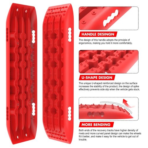 X-BULL KIT1 Recovery track Board Traction Sand trucks strap mounting 4×4 Sand Snow Car RED