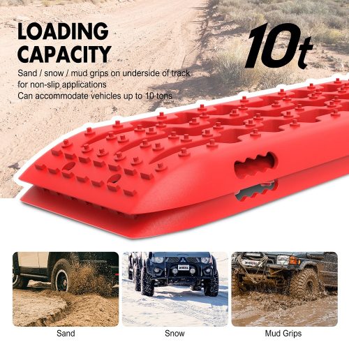 X-BULL KIT1 Recovery track Board Traction Sand trucks strap mounting 4×4 Sand Snow Car RED