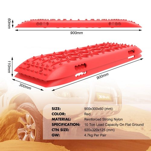 X-BULL Recovery tracks 10T Sand Mud Snow 2 pairs Offroad 4WD 4×4 2pc 91cm Gen 2.0 – red
