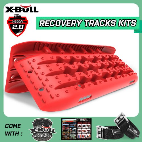 X-BULL Recovery tracks 10T Sand Mud Snow RED Offroad 4WD 4×4 2pc 91cm Gen 2.0 – red