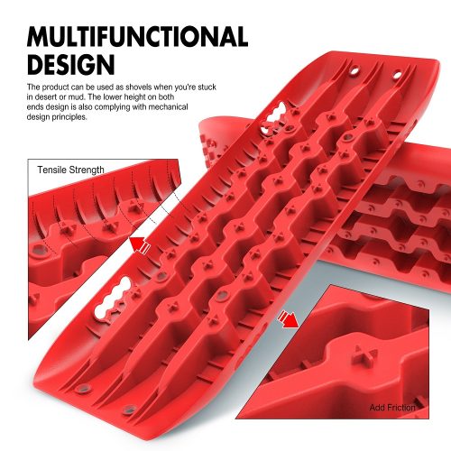 X-BULL Recovery tracks 10T Sand Mud Snow RED Offroad 4WD 4×4 2pc 91cm Gen 2.0 – red