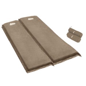 Self Inflating Mattress Camping Sleeping Mat Air Bed Double Set Coffee