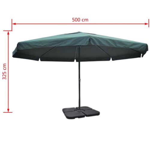 Aluminium Umbrella with Portable Base Green