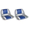 Boat Seats 2 pcs Foldable Backrest With Blue-white Pillow 41x51x48 cm