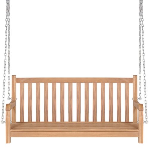Swing Bench with Grey Cushion 120 cm Solid Teak Wood