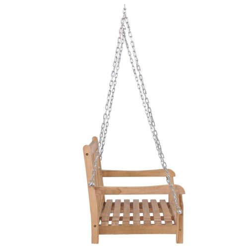 Swing Bench with Green Cushion 120 cm Solid Teak Wood