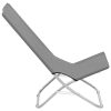 Folding Beach Chairs 2 pcs Grey Fabric