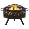 Rustic Fire Pit with Poker 76 cm XXL Steel