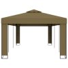 Gazebo with Double Roof 3×6 m Taupe 180 g/m²
