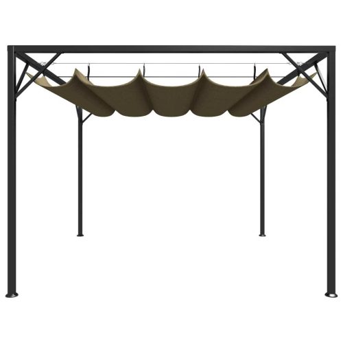 Garden Gazebo with Retractable Roof 3×3 m Taupe 180 g/m²