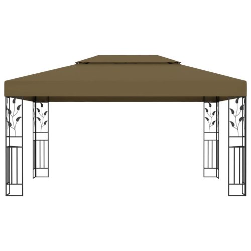 Gazebo with Double Roof 3×4 m Taupe 180 g/m²