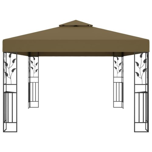 Gazebo with Double Roof 3×4 m Taupe 180 g/m²
