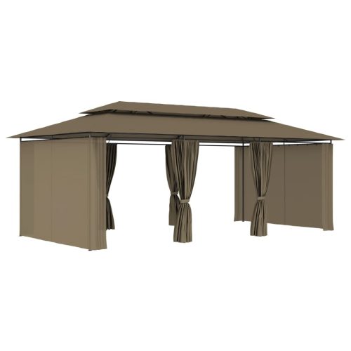 Gazebo with Curtains 600x298x270 cm Taupe 180 g/m²