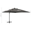 Cantilever Umbrella with Pole and LED Lights Anthracite 300 cm