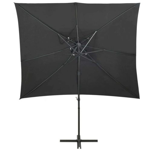 Cantilever Umbrella with Double Top Anthracite 250×250 cm