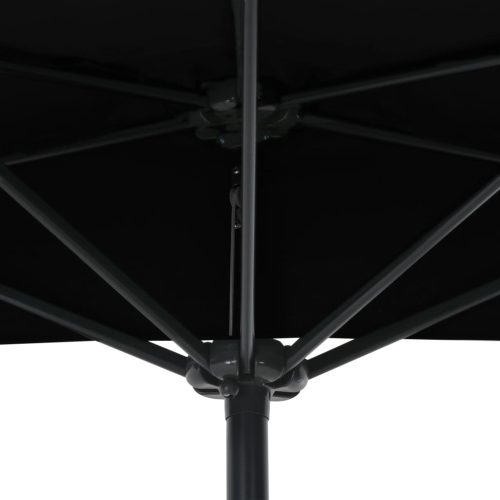 Balcony Parasol with Aluminium Pole Black 270x135x245 cm Half