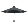Wall-mounted Parasol with LEDs and Metal Pole 300 cm Anthracite